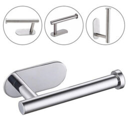 Living And Home Silver Self Adhesive Wall Mounted Stainless Steel Toilet Paper Roll Holder - thumbnail 5