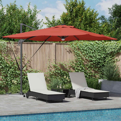 Berkfield Cantilever Roma Parasol With Leds Terracotta 286X285X270 Cm Aluminium - image 1