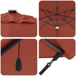 Berkfield Cantilever Roma Parasol With Leds Terracotta 286X285X270 Cm Aluminium - thumbnail 8