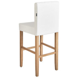 Wyld And Coco Set Of 2 Off-White Faux Leather Bar Stools With Tufted Backrest And Rubber Wood Frame - thumbnail 5