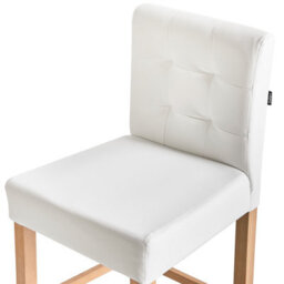 Wyld And Coco Set Of 2 Off-White Faux Leather Bar Stools With Tufted Backrest And Rubber Wood Frame - thumbnail 6