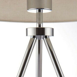 Modern Tripod Table Lamp Chrome & Ivory Shade Slim Metal Leg Bedside Desk Light - thumbnail 4