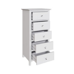 Fwstyle Pair Of White Palma 5 Drawer Chest Of Drawers Ready Assembled - thumbnail 2