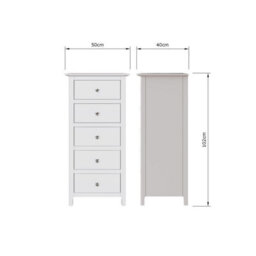 Fwstyle Pair Of White Palma 5 Drawer Chest Of Drawers Ready Assembled - thumbnail 4