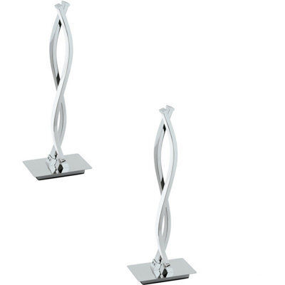 Modern Chrome Table Lamp Set With Led Bulbs - 2 Pack For Stylish Interiors - image 1