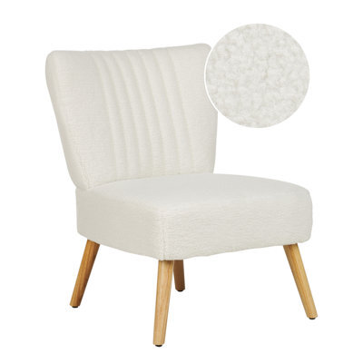 Beliani Minimalist Armchair Vaasa Boucle White - image 1