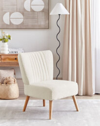 Beliani Minimalist Armchair Vaasa Boucle White - thumbnail 2