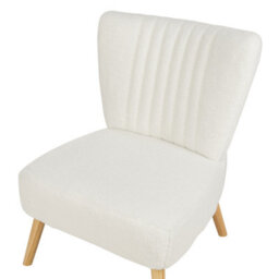 Beliani Minimalist Armchair Vaasa Boucle White - thumbnail 6