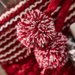 Dibor Set Of 2 Red Chunky Knit Pom Pom Xmas Gift Decoration Christmas Stocking For Kids - thumbnail 5