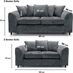 Luxury Dark Grey Soft Chenille 3+2 Seater Sofa Set - thumbnail 4
