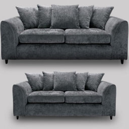 Luxury Dark Grey Soft Chenille 3+2 Seater Sofa Set - thumbnail 1