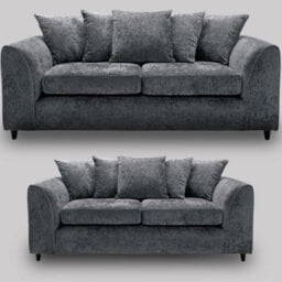 Luxury Dark Grey Soft Chenille 3+2 Seater Sofa Set