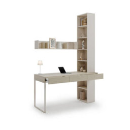Arte Charlie Ch-21 Desk With Bookcase & Shelf 150 Cm In Cashmere - Complete Workspace With Integrated Storage - thumbnail 3