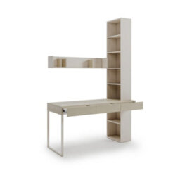 Arte Charlie Ch-21 Desk With Bookcase & Shelf 150 Cm In Cashmere - Complete Workspace With Integrated Storage - thumbnail 2