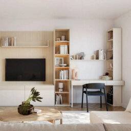Arte Charlie Ch-21 Desk With Bookcase & Shelf 150 Cm In Cashmere - Complete Workspace With Integrated Storage - thumbnail 5