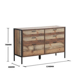 Timber Art Design Stretton Rustic Chest 6 Drawers Bedroom Living Room Storage Industrial Oak - thumbnail 6