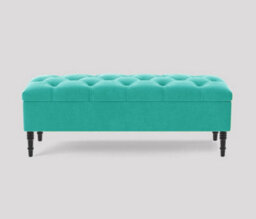 Alyana Ottoman Bench With Storage And Turned Wooden Legs. 150Cm Wide Ottoman Box - Teal Plush Velvet - thumbnail 3