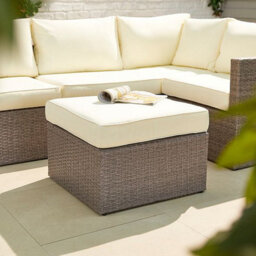 MMT Funiture Designs mmt Rattan Grey Garden Furniture L-Shaped Corner Sofa & Set - 4 Seater Plus Coffee Table/extra Stool - Cream Cushions - thumbnail 4