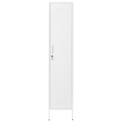 Wyld And Coco Novastorage White Metal Tall Storage Cabinet, Lockable Door, 5 Shelves And Hanging Rail - image 1