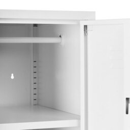 Wyld And Coco Novastorage White Metal Tall Storage Cabinet, Lockable Door, 5 Shelves And Hanging Rail - thumbnail 8