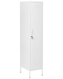 Wyld And Coco Novastorage White Metal Tall Storage Cabinet, Lockable Door, 5 Shelves And Hanging Rail - thumbnail 3