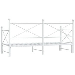 Berkfield Daybed With Trundle Without Mattress White 80X200 Cm Steel - thumbnail 8