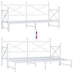 Berkfield Daybed With Trundle Without Mattress White 80X200 Cm Steel - thumbnail 9