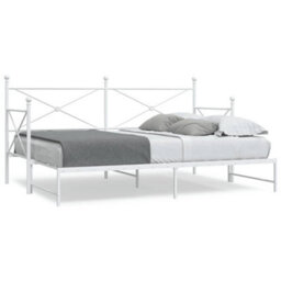 Berkfield Daybed With Trundle Without Mattress White 80X200 Cm Steel - thumbnail 1