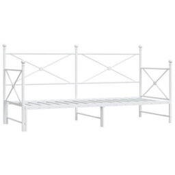 Berkfield Daybed With Trundle Without Mattress White 80X200 Cm Steel - thumbnail 2