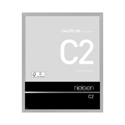 Nielsen C2 Brushed Silver Aluminium Picture Frame 24X30Cm - With Float Glass And Push/turn Clips - image 1