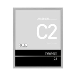 Nielsen C2 Brushed Silver Aluminium Picture Frame 24X30Cm - With Float Glass And Push/turn Clips