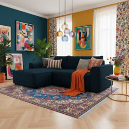 Beliza Corner Sofa Bed With Storage Dl Folding Mechanism 150 And 208 Cm Sleeping Area Upholstered L Shape Sofa Blue Left - thumbnail 2