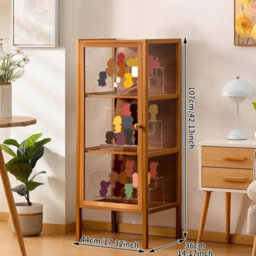 4-Tier Bamboo Home Storage Cabinet - Display Bookcase W/ Clear-Brown - thumbnail 2