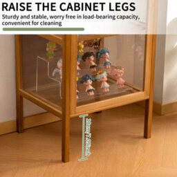 4-Tier Bamboo Home Storage Cabinet - Display Bookcase W/ Clear-Brown - thumbnail 4