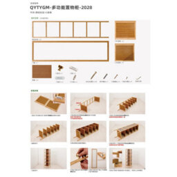 4-Tier Bamboo Home Storage Cabinet - Display Bookcase W/ Clear-Brown - thumbnail 7