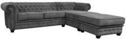 Chesterfield Style Corner Sofa Venus Grey Fabric Right Hand Corner With Footstool - thumbnail 5