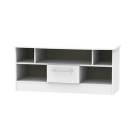 Ready Assembled Matt Grey Media Unit With 2 Shelves, (H)49.5Cm X (W)112Cm X (D)40Cm - thumbnail 1