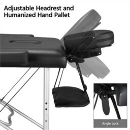 Yaheetech Folding Massage Salon Bed With Adjustable Headrest Black - thumbnail 6