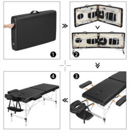 Yaheetech Folding Massage Salon Bed With Adjustable Headrest Black - thumbnail 7