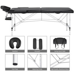 Yaheetech Folding Massage Salon Bed With Adjustable Headrest Black - thumbnail 4