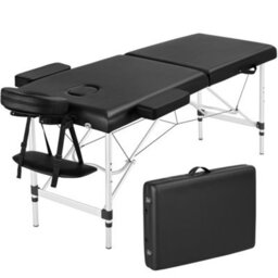 Yaheetech Folding Massage Salon Bed With Adjustable Headrest Black - thumbnail 2