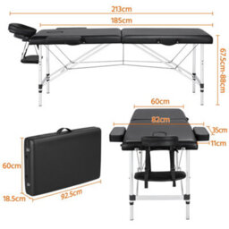 Yaheetech Folding Massage Salon Bed With Adjustable Headrest Black - thumbnail 3
