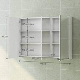 Bathroom Mirror Cabinet With 4 Adjustable Shelves, White - thumbnail 2