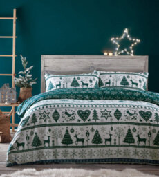 Portfolio Home Noel Teal Single Duvet Cover And Pillowcase