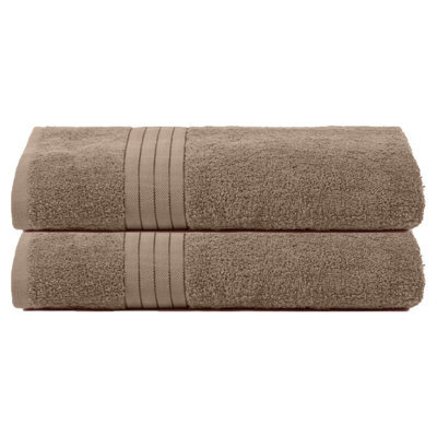 Ohs 2 Pack Of 100% Cotton Bath Sheet, 90 X 150Cm - Mocha - image 1