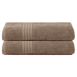Ohs 2 Pack Of 100% Cotton Bath Sheet, 90 X 150Cm - Mocha - thumbnail 1