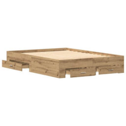 Berkfield Modern Bed Frame With Drawers Artisan Oak 135X190 Cm Engineered Wood - thumbnail 5
