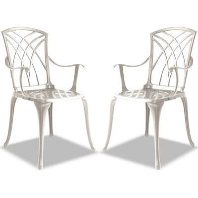 Centurion Supports Oshowa 2-Large Garden And Patio Bistro Chairs With Armrests In Cast Aluminium White - image 1