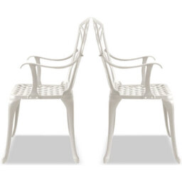 Centurion Supports Oshowa 2-Large Garden And Patio Bistro Chairs With Armrests In Cast Aluminium White - thumbnail 4