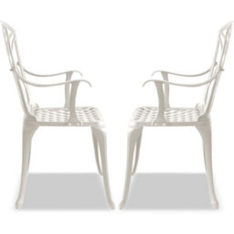 Centurion Supports Oshowa 2-Large Garden And Patio Bistro Chairs With Armrests In Cast Aluminium White - thumbnail 5